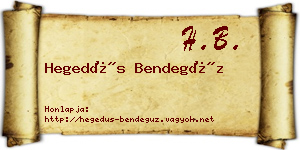 Hegedűs Bendegúz névjegykártya